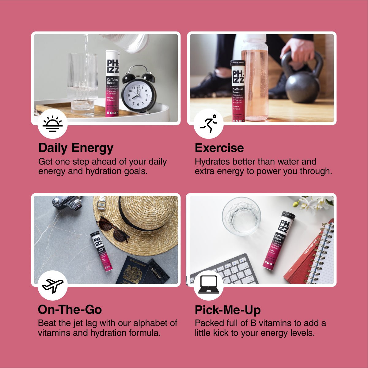 Caffeine Boost 3-in-1 Hydration, Electrolytes and Vitamins Effervescent Tablets