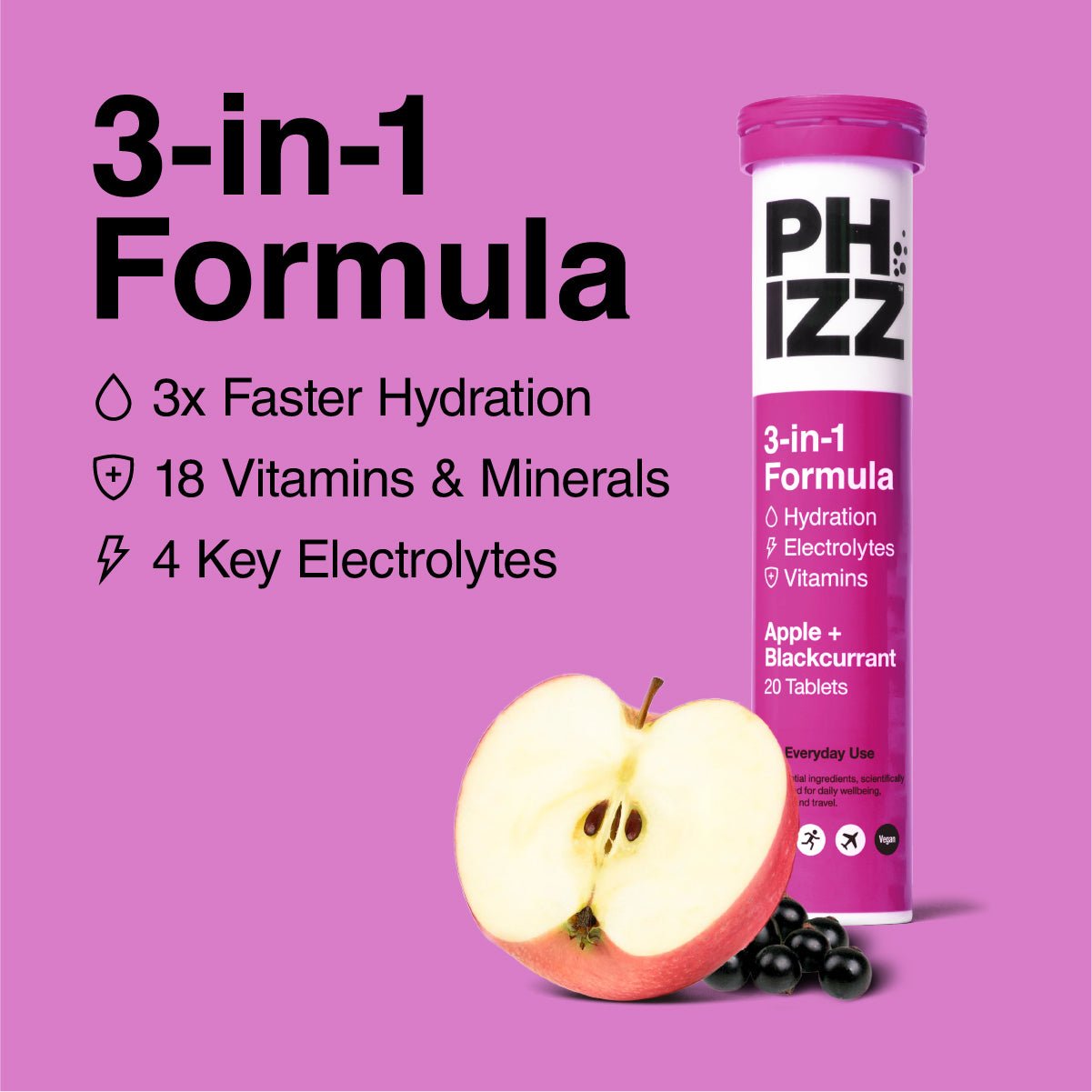 3-in-1 Hydration, Electrolytes & Vitamins Tablets