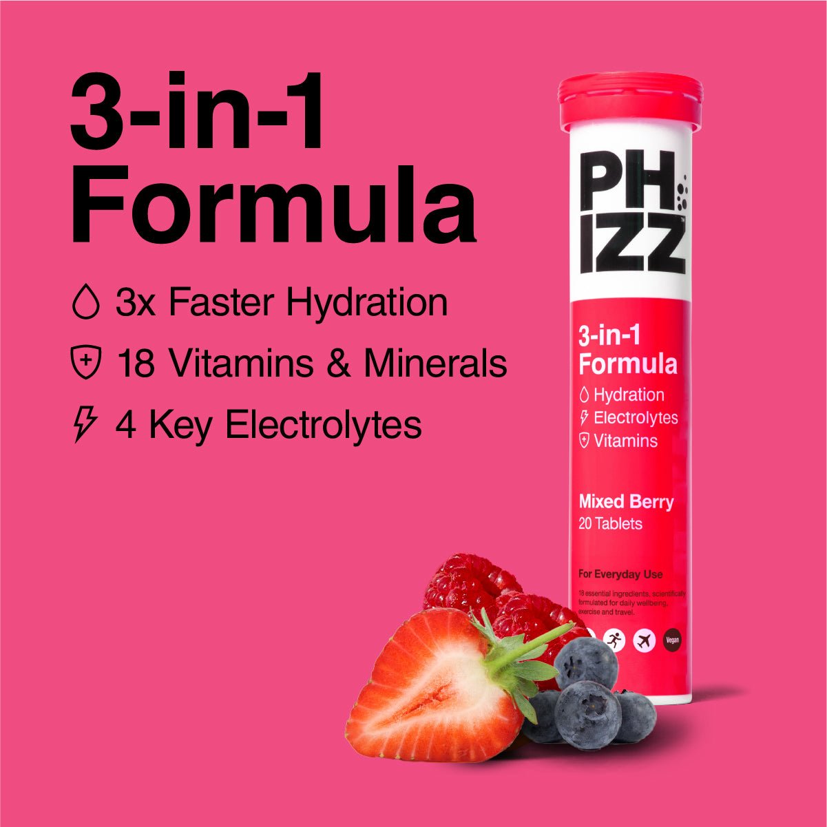 3-in-1 Hydration, Electrolytes & Vitamins Tablets