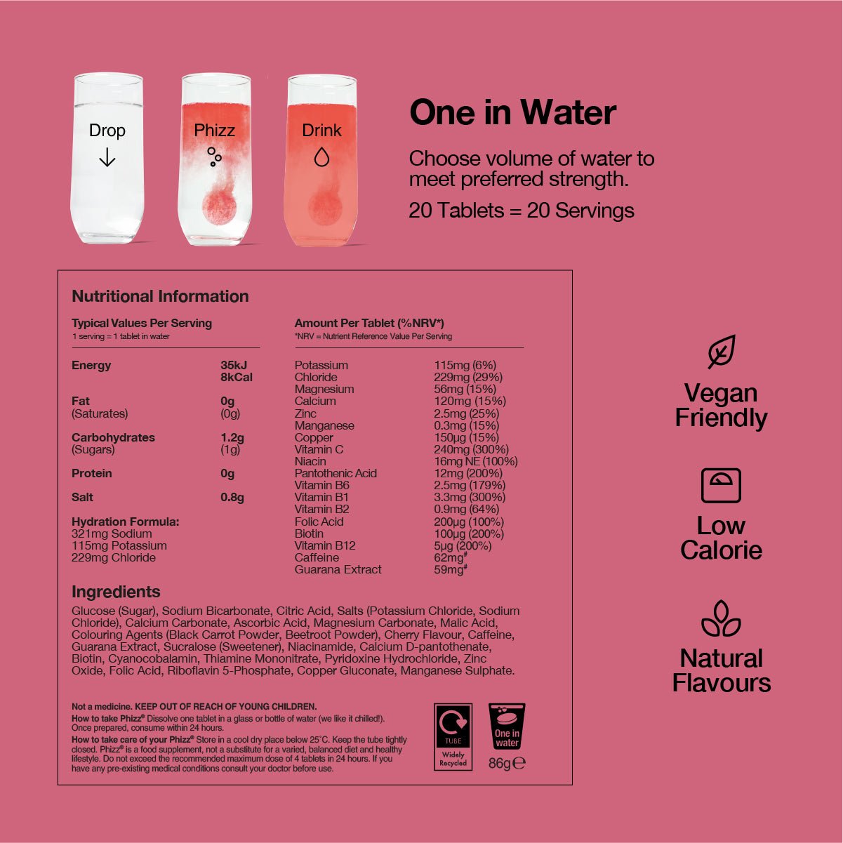 Caffeine Boost 3-in-1 Hydration, Electrolytes and Vitamins Effervescent Tablets