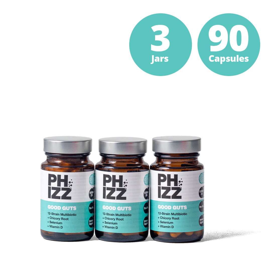 Good Guts 12-Strain Multibiotic with Vitamin D (90 capsules) - Phizz