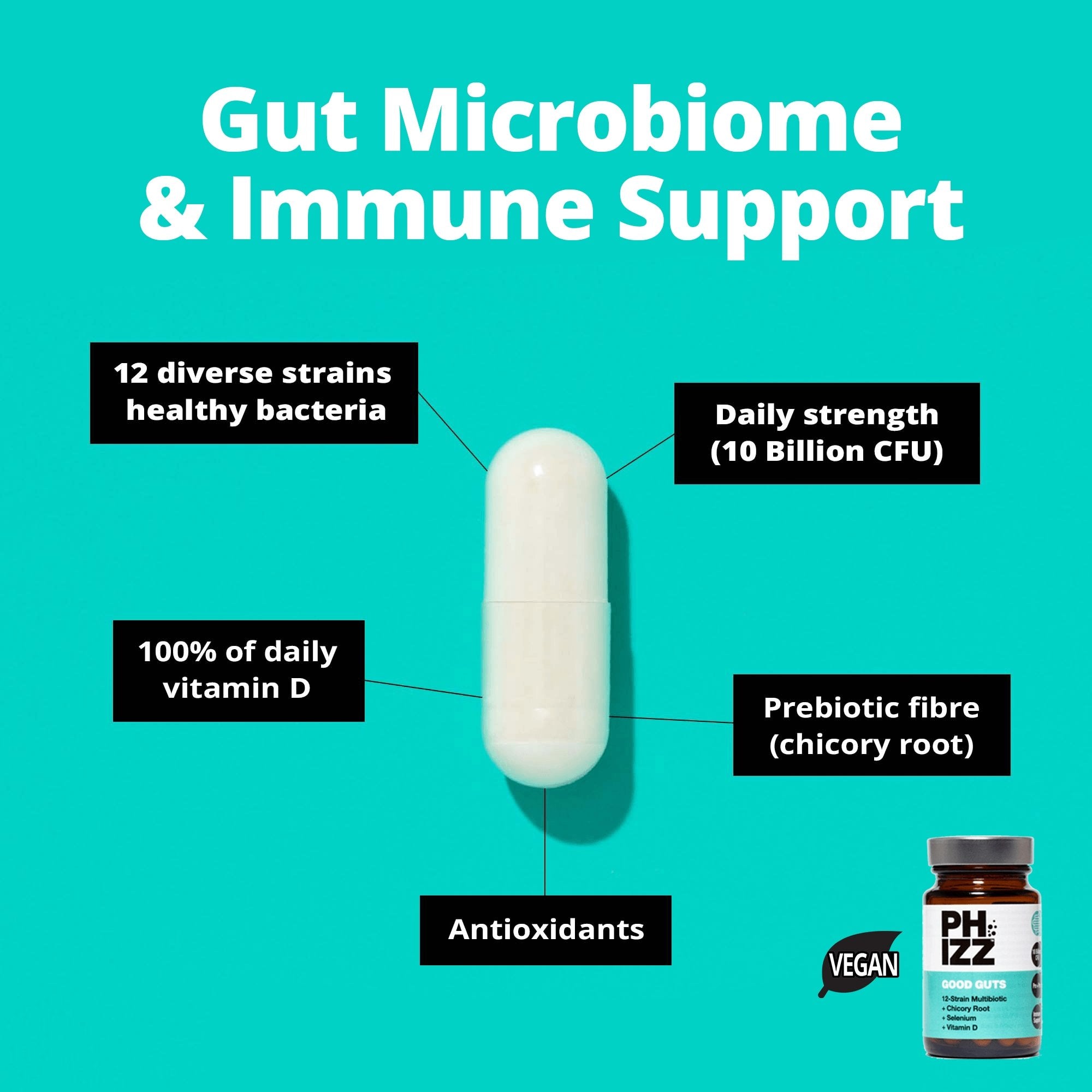 Good Guts 12-Strain Multibiotic with Vitamin D (90 capsules)