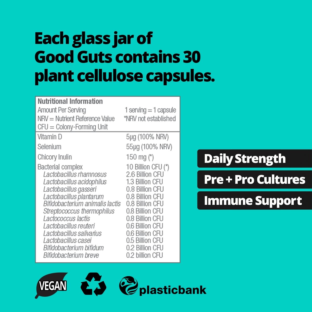 Good Guts 12-Strain Multibiotic with Vitamin D (90 capsules)