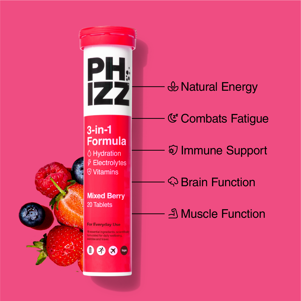 3-in-1 Hydration, Electrolytes & Vitamins Tablets